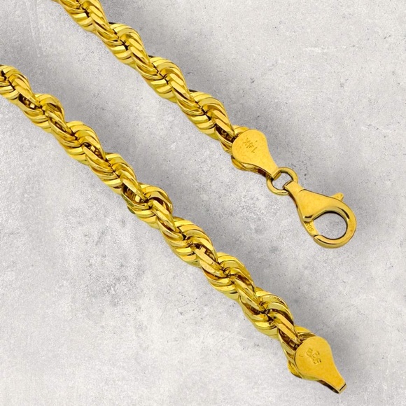 14K Solid Yellow Gold Rope Bracelet - Picture 3 of 3